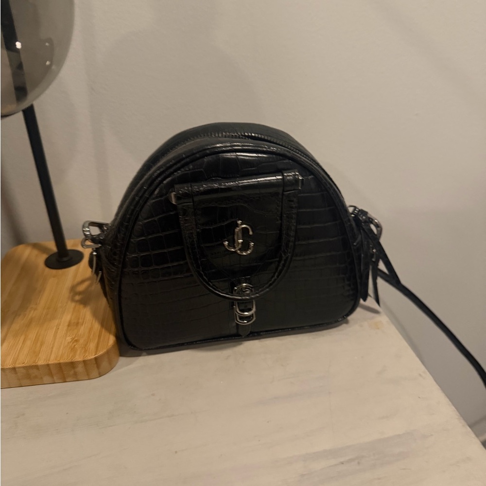 Jimmy Choo Black Crocodile-Embossed Satchel - Picture 3 of 7